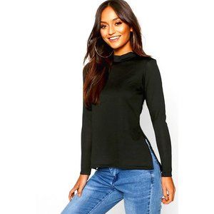 Petite Amy High Neck Soft Knit Side Split Tunic